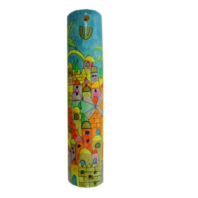Small Wooden Mezuzah  (EM-MZS Round)