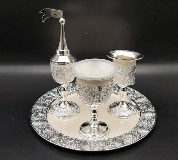Nickel Plated & Ivory Enamel Havdallah Set (HV-AVI135EX)
