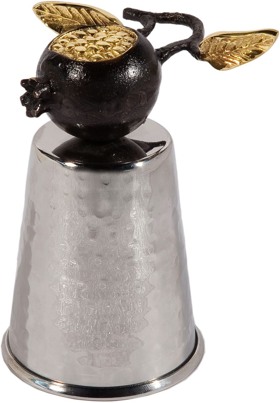 Emanuel Hammered Kiddush Cup on Pomegranate (Straight edge)-- reversible (EM-CUV2)