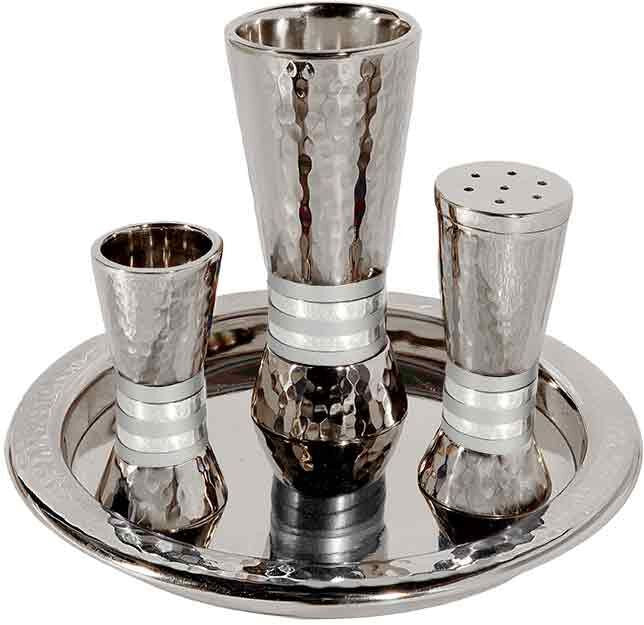 Emanuel Hammered Havdallah Set Conical Shape- Silver Rings (EM-HAC3)