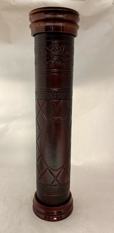 Antique Leather & Wood Megillah Holder 16" -Clean(MG-ALR16C)