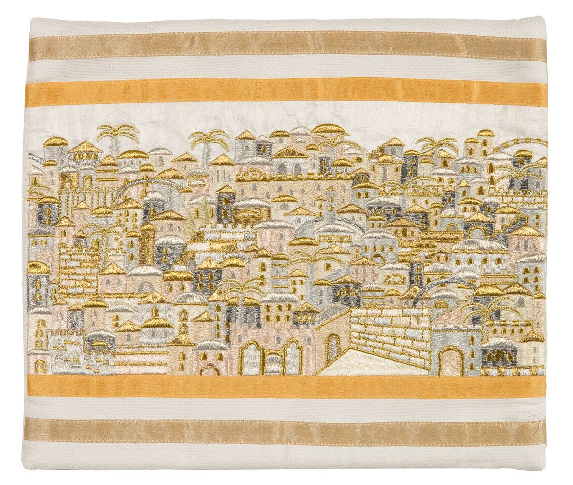 Emanuel Full Embroidered Jerusalem Tallit Bag-- Gold (EM-TBB4Z)