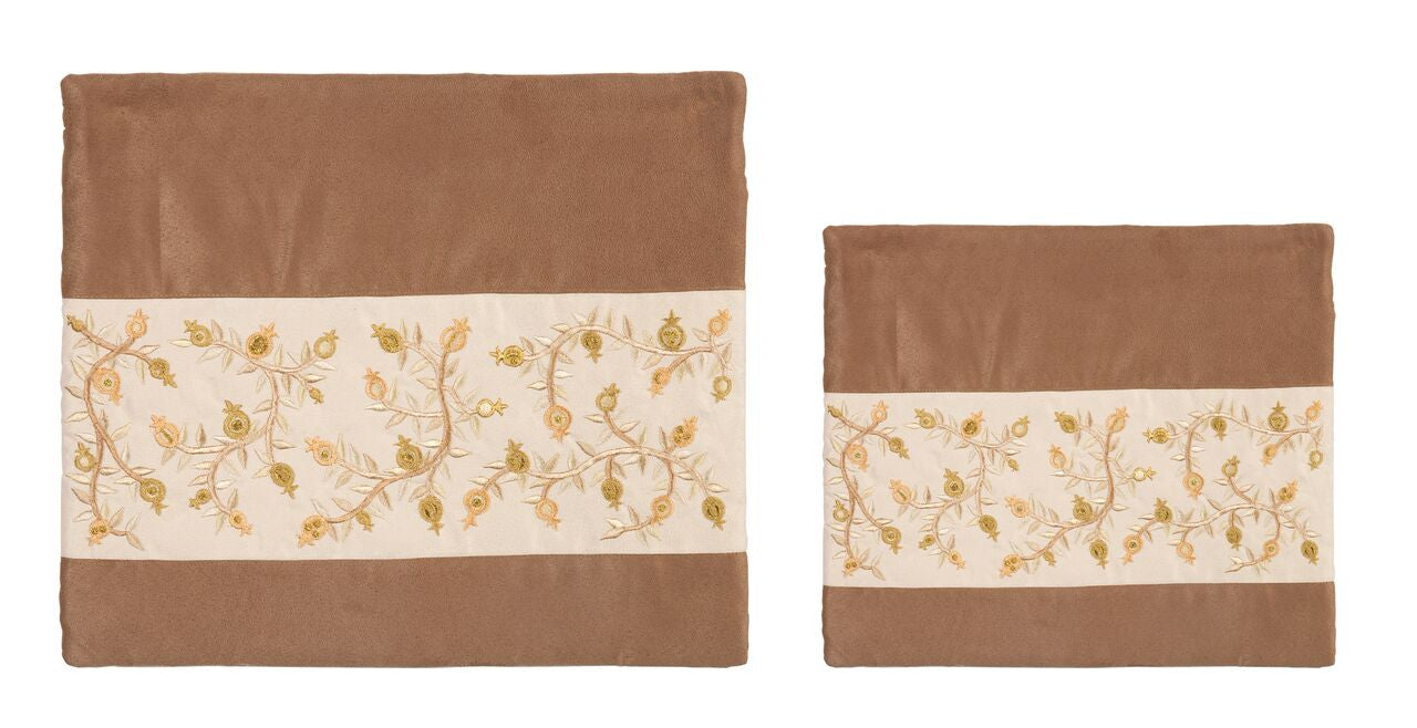 Emanuel Microsuede Tallit Bag Pomegranates- Brown (EM-TD2)