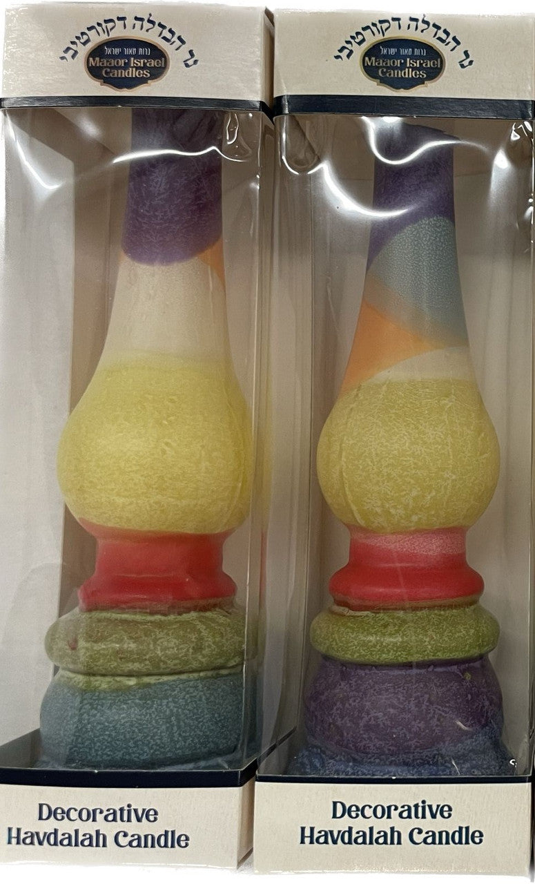 Torch Shape Havdallah Candle Triangle Color Design (Asst. Colors) (HV-HMCTC)