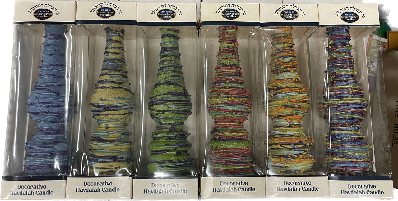 Torch Shape Havdallah Candle Drip Wax Design (Asst. Colors) (HV-HMCTD)
